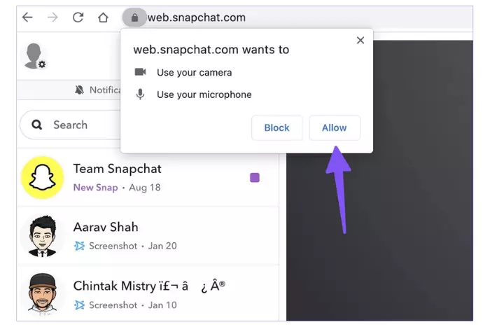 Accessing Snapchat online 