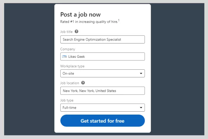 Post free LinkedIn Job