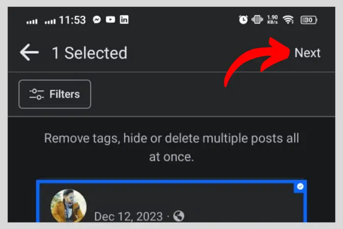 Hide a Facebook Post through mobile